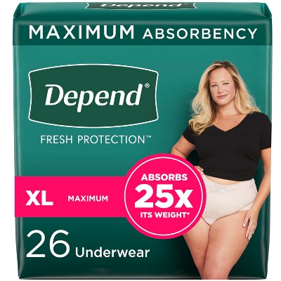 Depend FIT-FLEX Adult Incontinence Underwear for Women - Maximum Absorbency - XL - Blush - 26ct