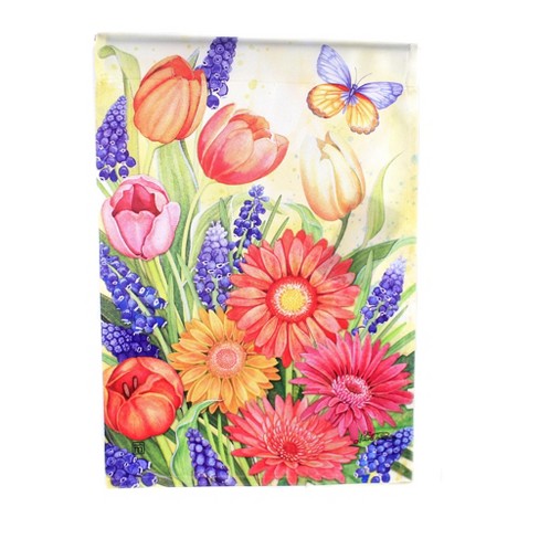 18.0 Inch Spring Burst Garden Flag Tulip Butterfly Hyacinth Garden Flags - image 1 of 1