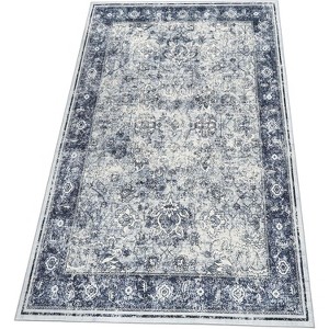 Coucheta Area Rug Washable Non-Slip Rug - Distressed Floral Print Low Pile Carpet, Tone Retro Accent Mat for Indoor Use，Multiple Sizes and Colors - 1 of 1