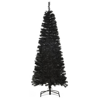 HOMCOM 6 FT Artificial Christmas Tree with Stand, Pencil Xmas Tree with Halloween Style, Holiday Home Indoor Decoration for Party
