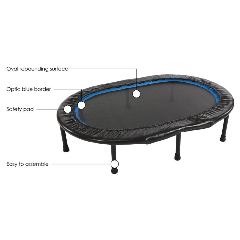 Stamina Oval Fitness Rebounder Trampoline for Home Gym Cardio Exercise Workouts Supports Up to 250 Pounds & Takes Up a 45" by 33", Black/Blue, 5 of 8