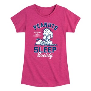 Girls' - Peanuts - Peanuts Sleep Society Fitted Short Sleeve Graphic T-Shirt - 1 of 4