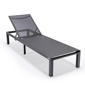 LeisureMod Marlin Patio Chaise Lounge Chair With Black Aluminum Frame Set of 2 - 1 of 4