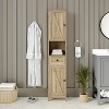 Emma and Oliver Narrow Freestanding Linen Tower Organizer with Dual Cabinets, Fixed and Adjustable Shelves, Magnetic Closure Doors and Storage Drawer - 2 of 4
