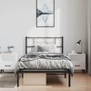 vidaXL Bed Frame Black Steel Twin Durable Bed Frame Rectangular - 39.4" x 78.7" Black with headboard - 3 of 4