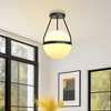 DORESshop 10 in. 1-Light Black Mid Century Modern Globe Semi-Flush Mount Ceiling Light with White Frosted Glass Shade for Bedroom - 2 of 4