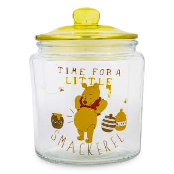 Silver Buffalo Disney Winnie the Pooh Glass Snack Jar Container With Lid | 6 Inches Tall