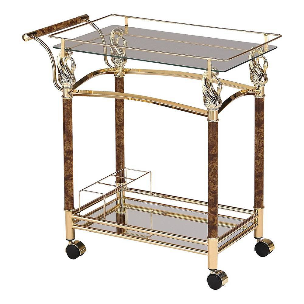 Photos - Other Furniture 29" Helmut Kitchen Carts And Islands Gold Plated and Clear Glass - Tempered - Acme Furniture