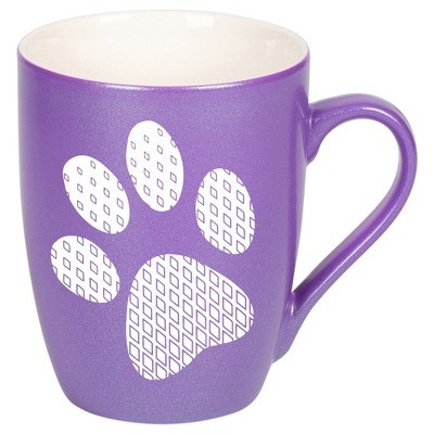 Elanze Designs Pawprint Diamond Gradient Passion Purple 10 ounce New Bone China Coffee Cup Mug