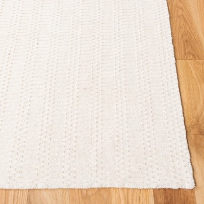 Beige Hand-Knotted Wool Round Area Rug, 5' x 8'