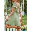 EXLURA Women's 2025 Summer Short Puff Sleeve Casual Short Mini Dresses Tie Back Square Neck A-Line Sundress - 4 of 4