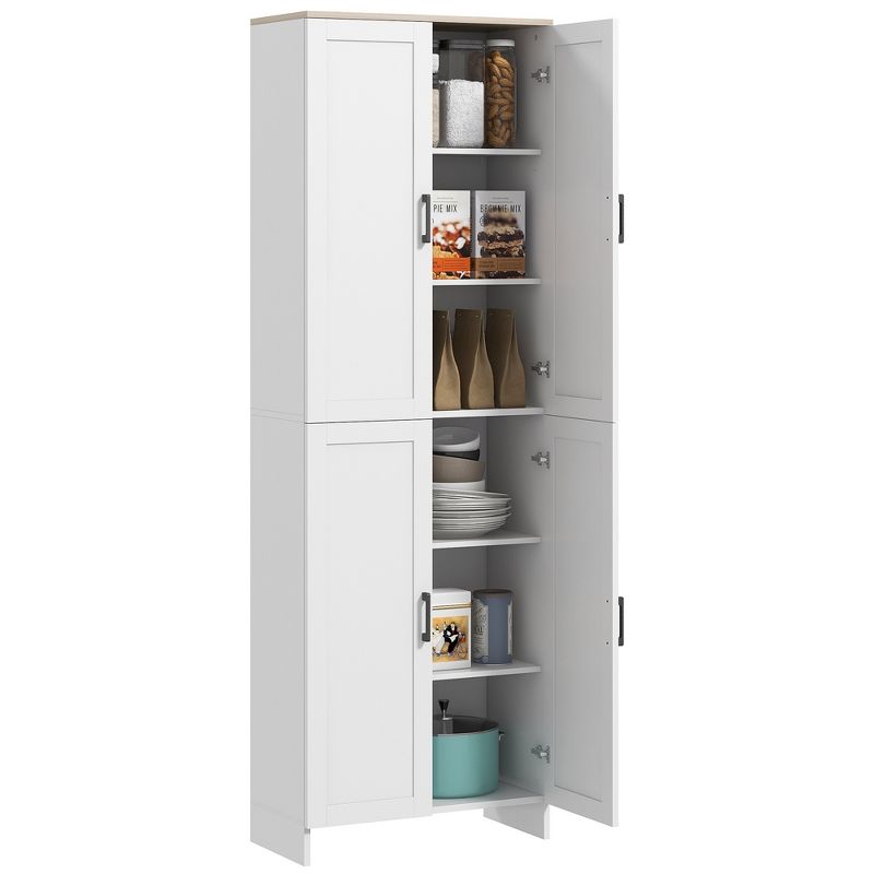 HOMCOM 72" Freestanding Kitchen Pantry, 4-Door Storage Cabinet Organizer with Adjustable Shelves, Kitchen Cabinet with Doors and Shelves, White, 1 of 7