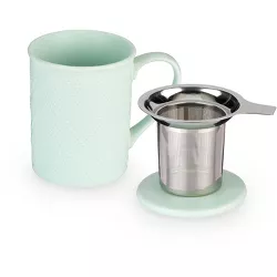 Pinky Up Annette Souk Mint Ceramic Tea Mug and Infuser, Loose Leaf Tea Accessories, Travel Tea Cup, 12 oz Capacity