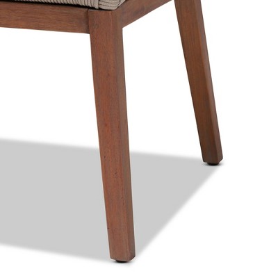 Gray Woven Rope Mahogany and Aluminum Dining Arm Chair