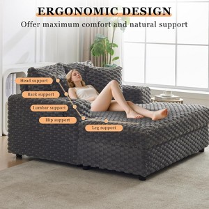 60" Oversized Chaise Lounge - Sofa bed with cup holder, USB/Type-C charging & throw pillows. Plush cozy reading chair for home. - 1 of 4