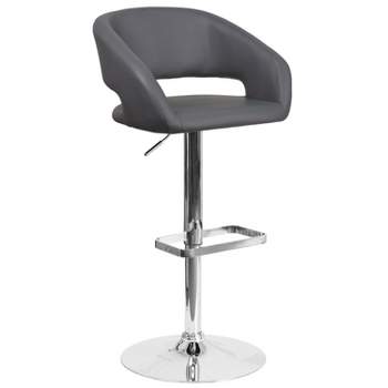 Flash Furniture Contemporary Vinyl Adjustable Height Barstool with Rounded Mid-Back