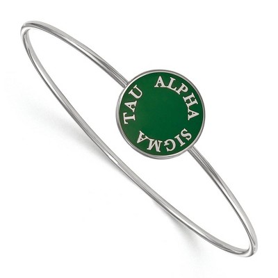 Black Bow Jewelry Sterling Silver Alpha Sigma Tau Greek Life Bangle Bracelet 7 Inch
