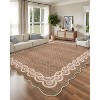 Washable Scalloped Area Rugs Modern Bordered Floor Mat - 2 of 4