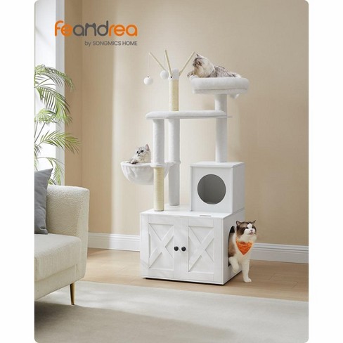 Feandrea Woodywonders Cat Tree With Litter Box Enclosure 2 in 1 Modern Tower Furniture Hidden Cat Condo With Scratching Posts Target
