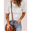 Women's Top Crochet Short Sleeve Knit Sweater Hollow Out T-Shirt Top - 4 of 4