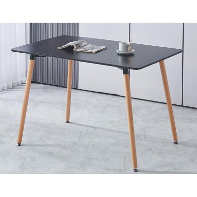 NicBex Modern Rectangle Dining Table,Kitchen Table with Glass/MDF Table Top and Metal Legs for 4-6 Seaters,Black/White/Matte Black