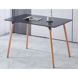 NicBex Modern Rectangle Dining Table,Kitchen Table with Glass/MDF Table Top and Metal Legs for 4-6 Seaters,Black/White/Matte Black - 1 of 4