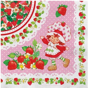 Treasures Gifted Strawberry Shortcake Napkins - 6.5in x 6.5in Disposable Paper Napkins - Strawberry Shortcake Birthday Party Supplies - 1 of 4
