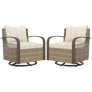 YARDSIGHT Outdoor Swivel Rocker Patio Set ¨C Rattan Chairs with Cushions & Stainless Steel Armrest Frames Ideal for Garden, Backyard, Porch - 1 of 4