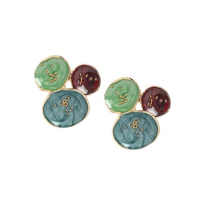 SOHI Women's Indigo Blue:Olive Green The Medium Lilypad Stud Earrings