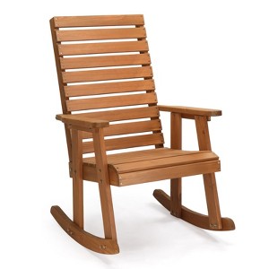 VINGLI Wooden Rocking Chair with High Backrest, Solid Fir Wood, Heavy Duty 600 LBS Patio Rockers for Indoor and Outdoor - 1 of 1