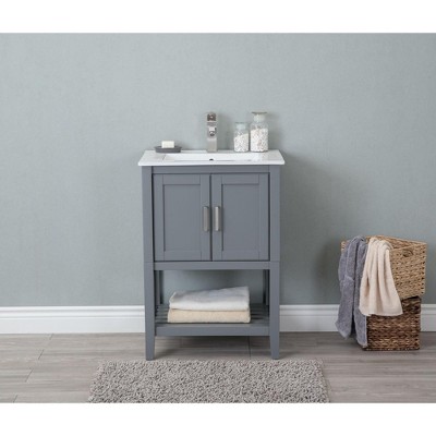 Westchester Gray 24" Freestanding Sink Vanity with Ceramic Top