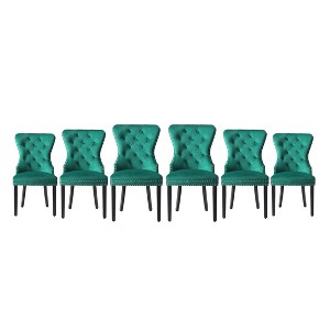 WestinTrends Wordford Velvet Upholstered Tufted Dining Chairs (Set of 6) - 1 of 4