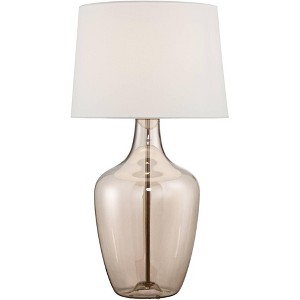 Possini Euro Design Ania 31" Tall Jar Large Modern Coastal End Table Lamp Clear Champagne Glass Single Off-White Shade Living Room Bedroom Bedside - 1 of 4