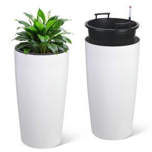 30 in Tall Planters for Outdoor Plants Set of 2, Large Outdoor Planters for Front Porch Decor with Drainage Holes＆Water Level Monitor ＆Inner Bucket - 1 of 4