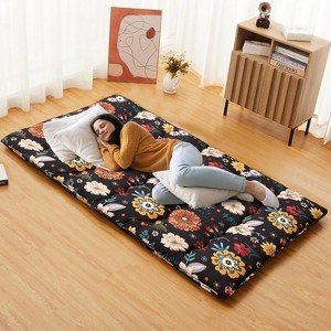TackView Japanese Futon Floor Mattress, 3 Inch Thick Floral Tatami Mat, Foldable Portable Sleeping Mattress for Living Room, Guest Room - 1 of 4