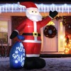 Angel Sar 8ft Inflatable Santa Claus with Blue Gift Bag, LED Light-Up Blow-Up Outdoor Yard Decoration, Christmas Lawn Decor for Garden, Party - 2 of 4