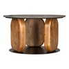 HomeRoots 30" Black and Brown Genuine Marble Marble and Solid Wood Round Coffee Table - 4 of 4
