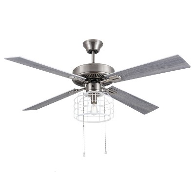 52" 4-Blade Eugenie Lighted Ceiling Fan Metallic Silver - River of Goods