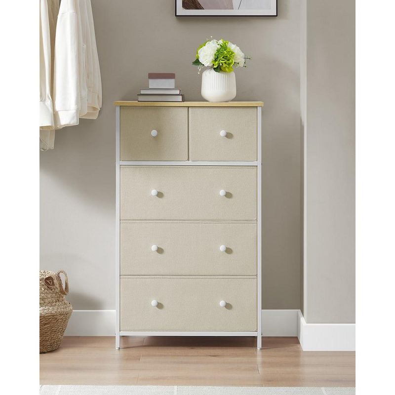 SONGMICS 5 Fabric Drawers Dresser Storage Tower with Unit for-Living-Room Hallway-Nursery, 3 of 10