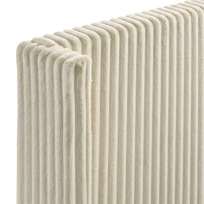 Cream Wide-Wale Corduroy Upholstered Queen Bed Set with Nightstands and Bench