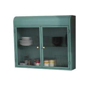 Dexmalle Modern 2-Door Wall-Mounted Metal Storage Cabinet with Tempered Glass Doors & Shelves for Bathroom - 1 of 4