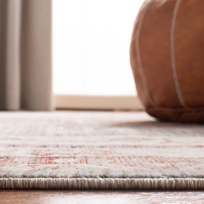 Herat Gray and Cream Oriental Synthetic Runner Rug