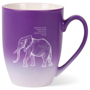 Elanze Designs 12 Ounce Ceramic Decorative Laser Engraved Giftable Novelty Tea Coffee Cup Mug Purple and White Elephant Protection Strength Loyalty - 1 of 4
