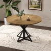 47 inch Round Dining Table - Wooden Kitchen Table for 4, Farmhouse Circle Dinner Tables with Metal Pedestal, or Kitchen, Living Room - 4 of 4