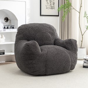 Lyngins Large Faux Fur Bean Bag Chair, Ergonomic Lazy Chair with Memory Foam, No-Assembly Fluffy Accent Chair, Single Sofa Chair for Adults - 1 of 4