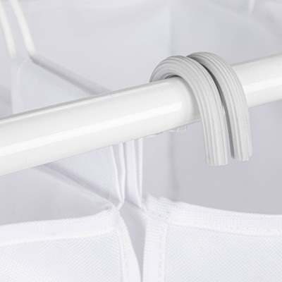 White Steel Frame Triple Laundry Sorter with Wheels