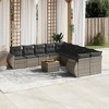 vidaXL 11 Piece Patio Sofa Set with Cushions Gray Poly Rattan - Table + 2x Corner + 6x Middle - 2 of 4