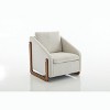 Gulches Chenille Fabric Modern Armchair (Beige), Wooden Side Frame with Golden Trim for Living Room Bedroom - 2 of 4