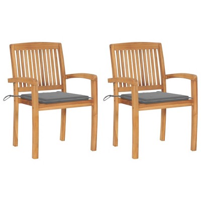 Garden Chair Set of 2 Teak Wood vidaXL
