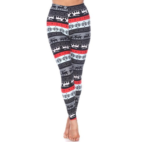 Women's One Size Fits Most Printed Leggings Grey/red One Size Fits